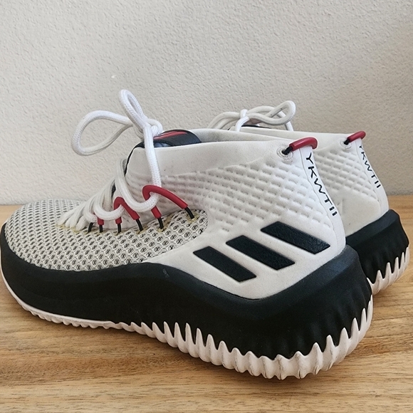 Adidas Mens Dame 4 Basketball Shoes Sneakers Lace Up Low Top White Black Size 7 main image 6